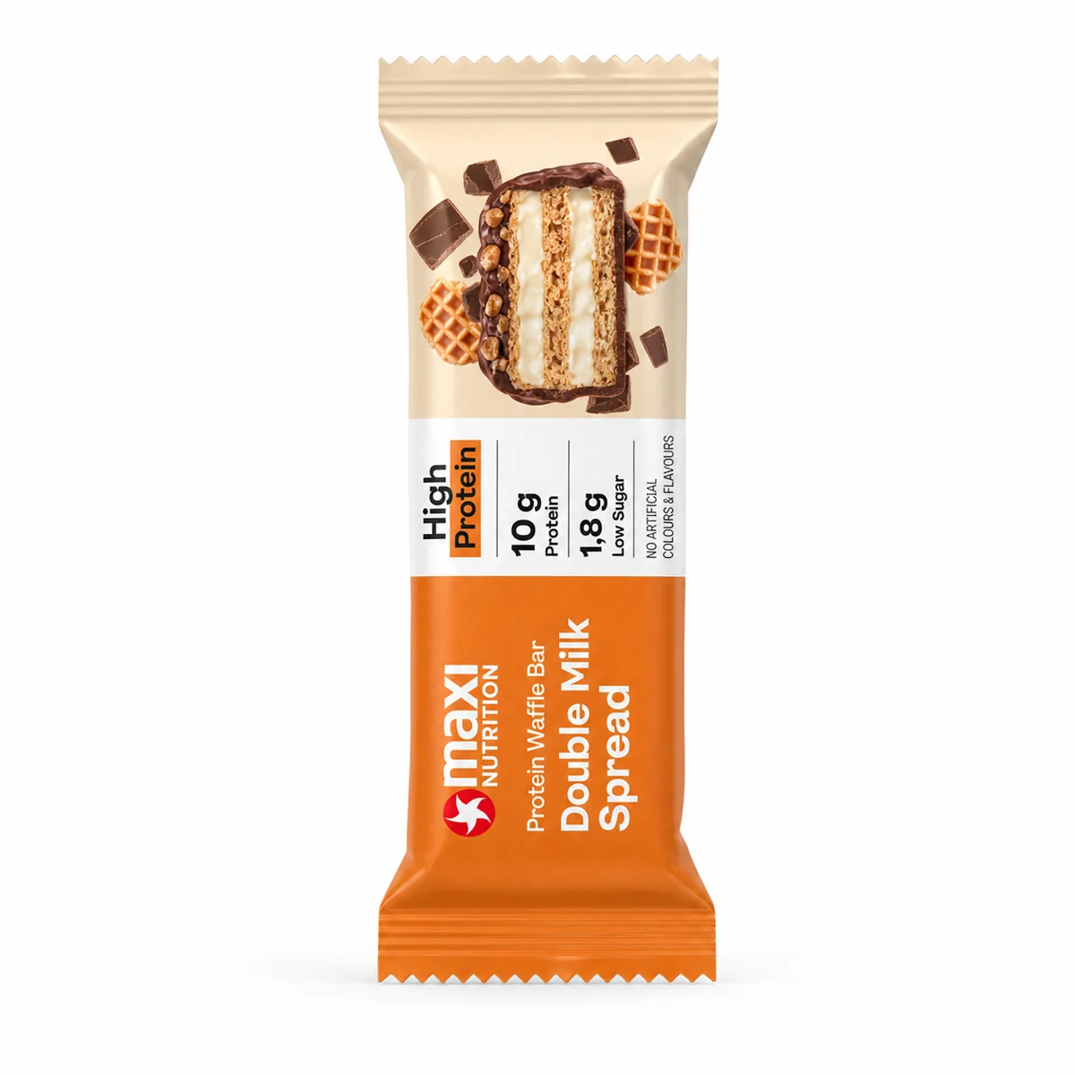 MaxiNutrition Waffle Bar Double Milk Spread Protein Bar